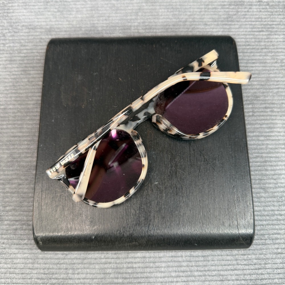 Ted Baker TB121 IVO Tortoise Shell Round Y2K Sunglass Ivory Black Gold 53-20-140 - Picture 9 of 15